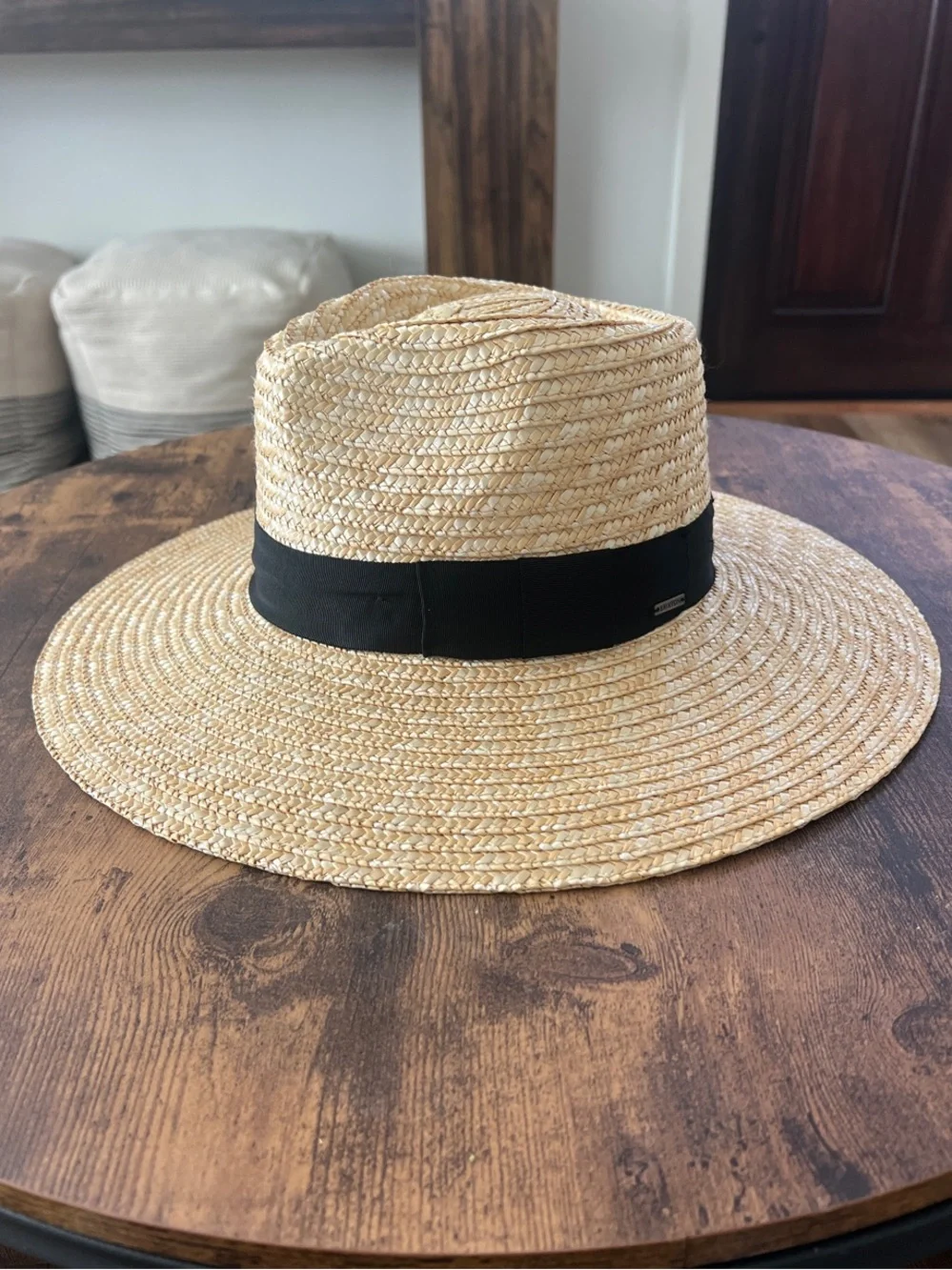 Brixton Wide-Brim Straw Fedora with Black Band